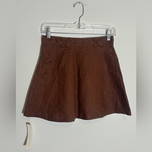 Reformation Etta Linen Skirt – Chocolate Cake – Size 2 (NWT) - Picture 5 of 8